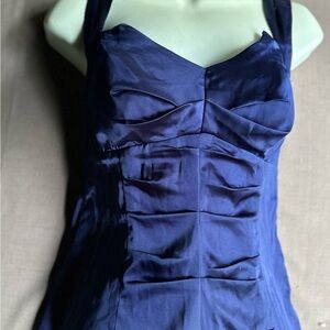 Morgan & Co. Deep Blue Satin Blouse